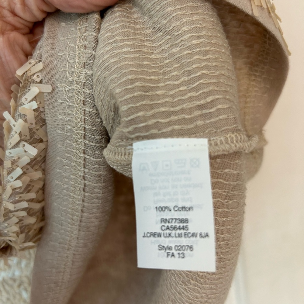 J. Crew rectangle sequin tank top, NWOT, cream and pale tan, pull over, Size Med - Picture 11 of 16